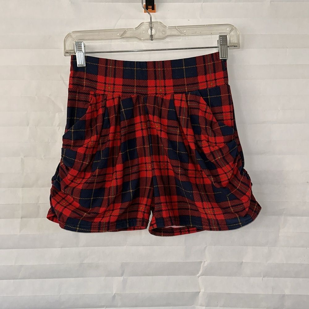 Red Plaid Women's Stretch Shorts with Pockets (unbranded) Size S/M